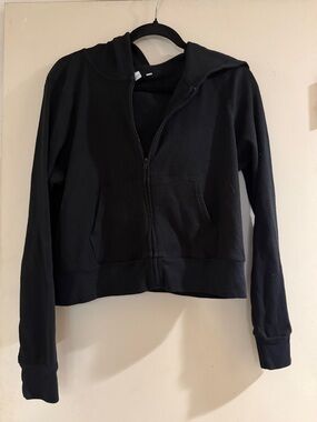 Black Zip-Up Hooded Jacket - Women